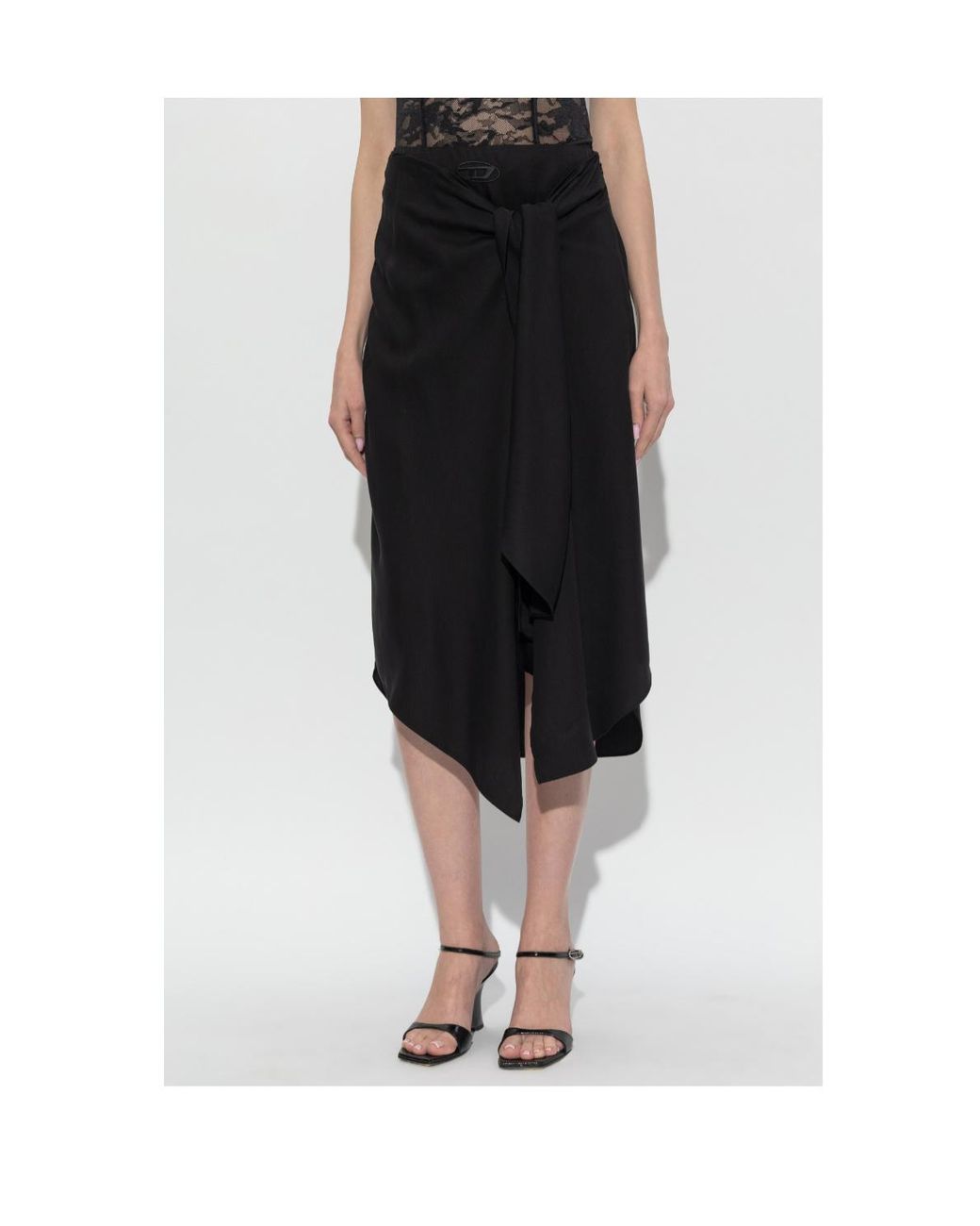 DIESEL Black Logo Plaque Draped Skirt