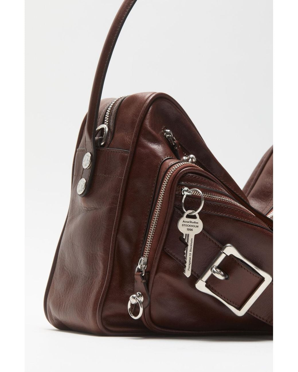Acne Brown Blucke-Detail Leather Shoulder Bag
