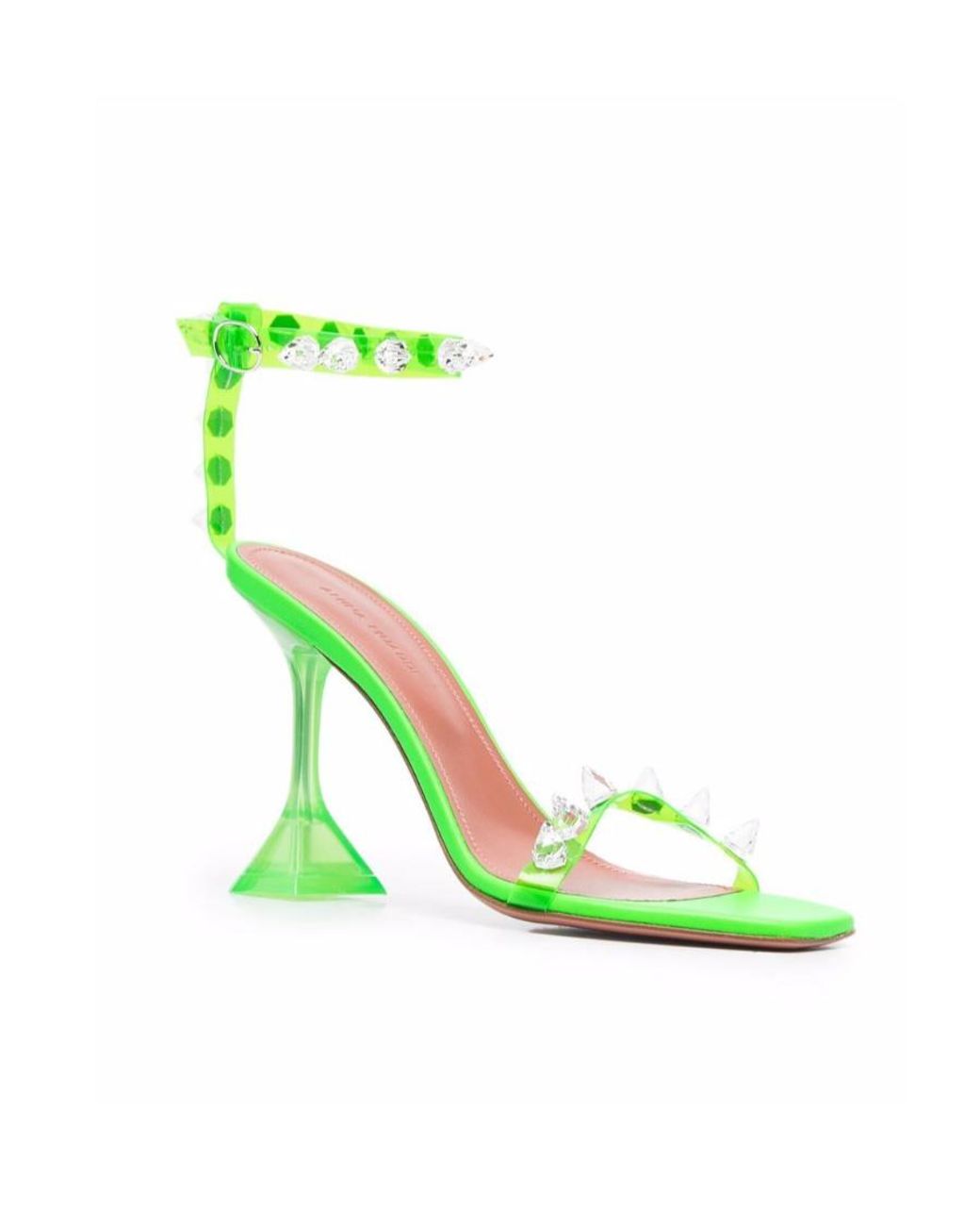 AMINA MUADDI Green Rivet High-Heeled Sandals