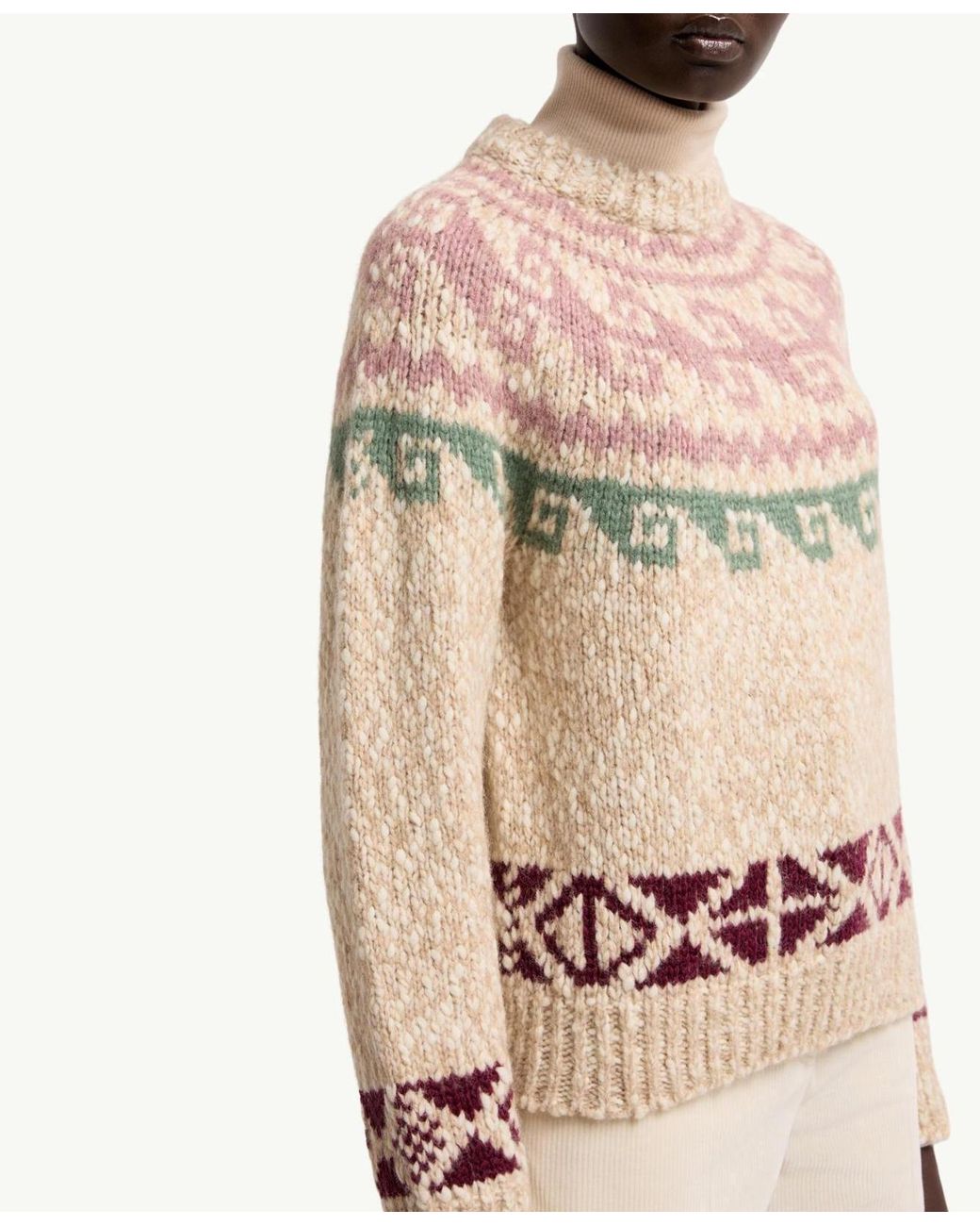 Moncler Natural Grenoble Jacquard Crew Neck Knitted Sweater