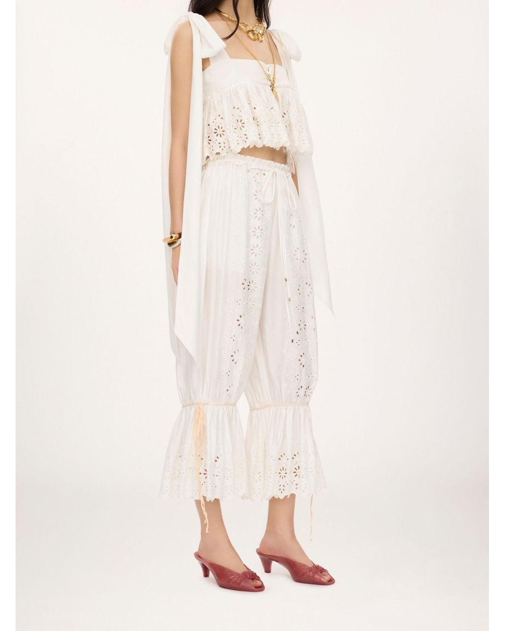 Chloé White Fluid Drawstring Pants