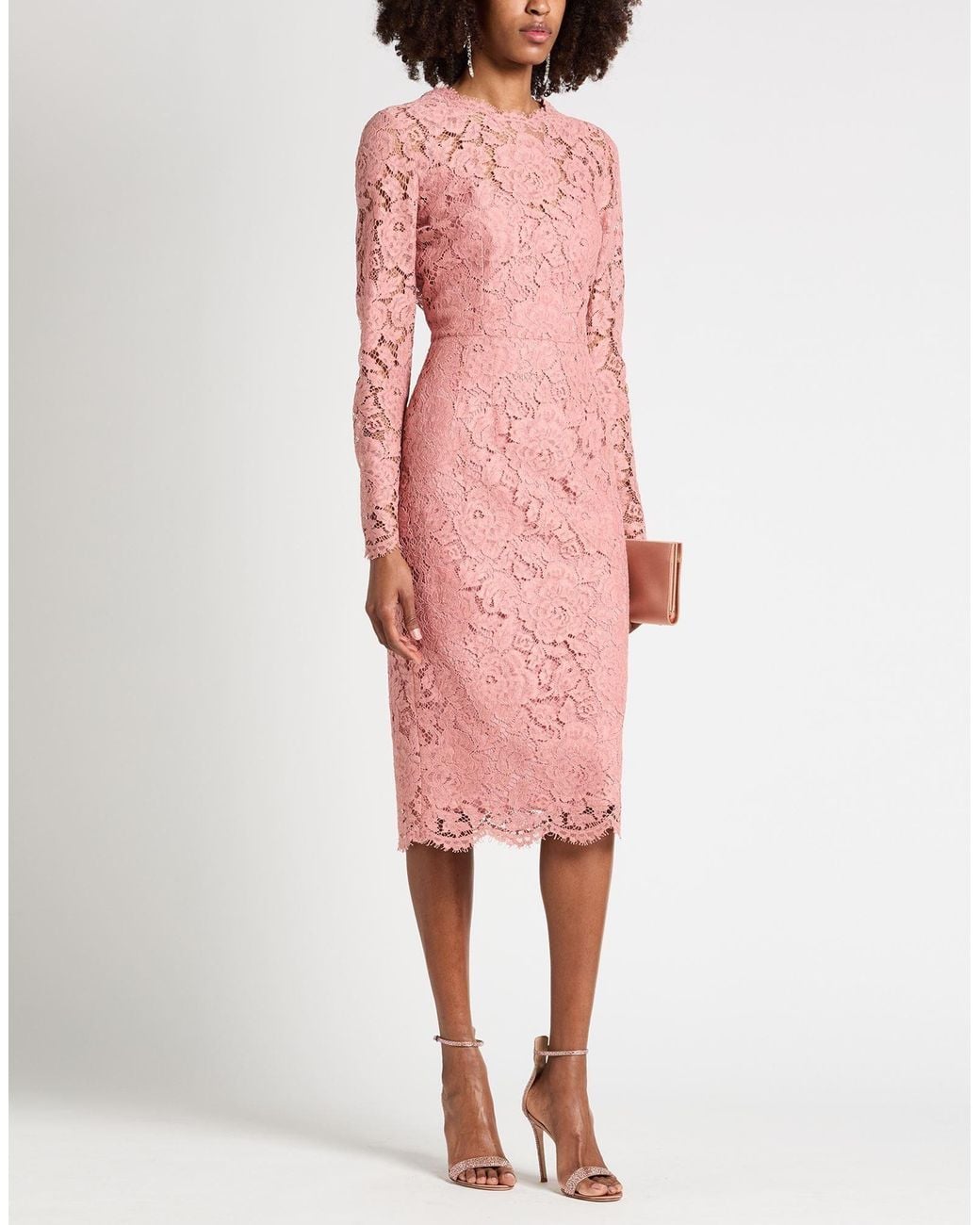 Dolce & Gabbana Pink Bodycon Lace Dress