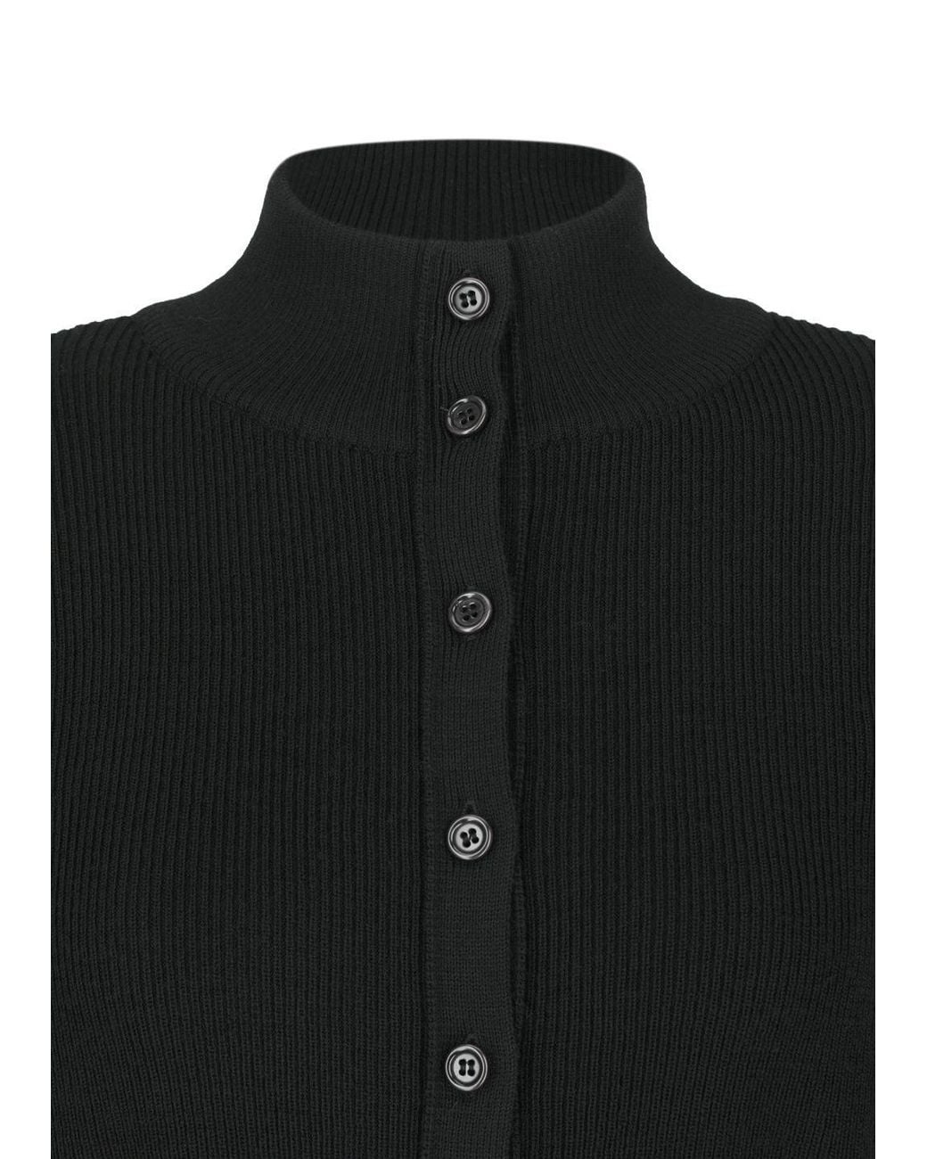 Amomento Black Button-Front Knit Cardigan