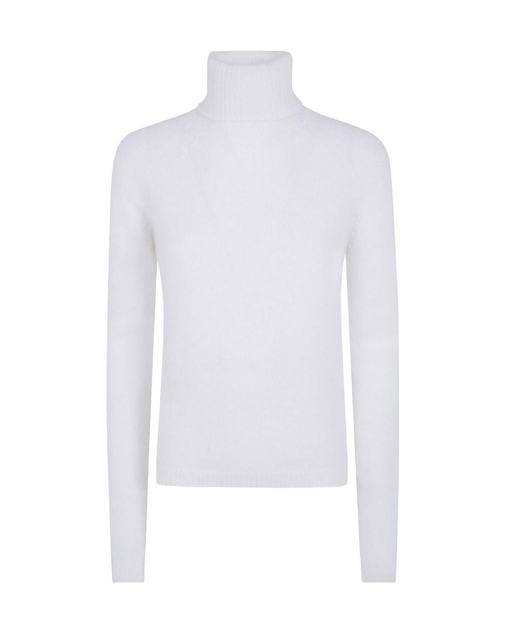 Baserange White Base Ribbed Turtleneck Knitted Sweater