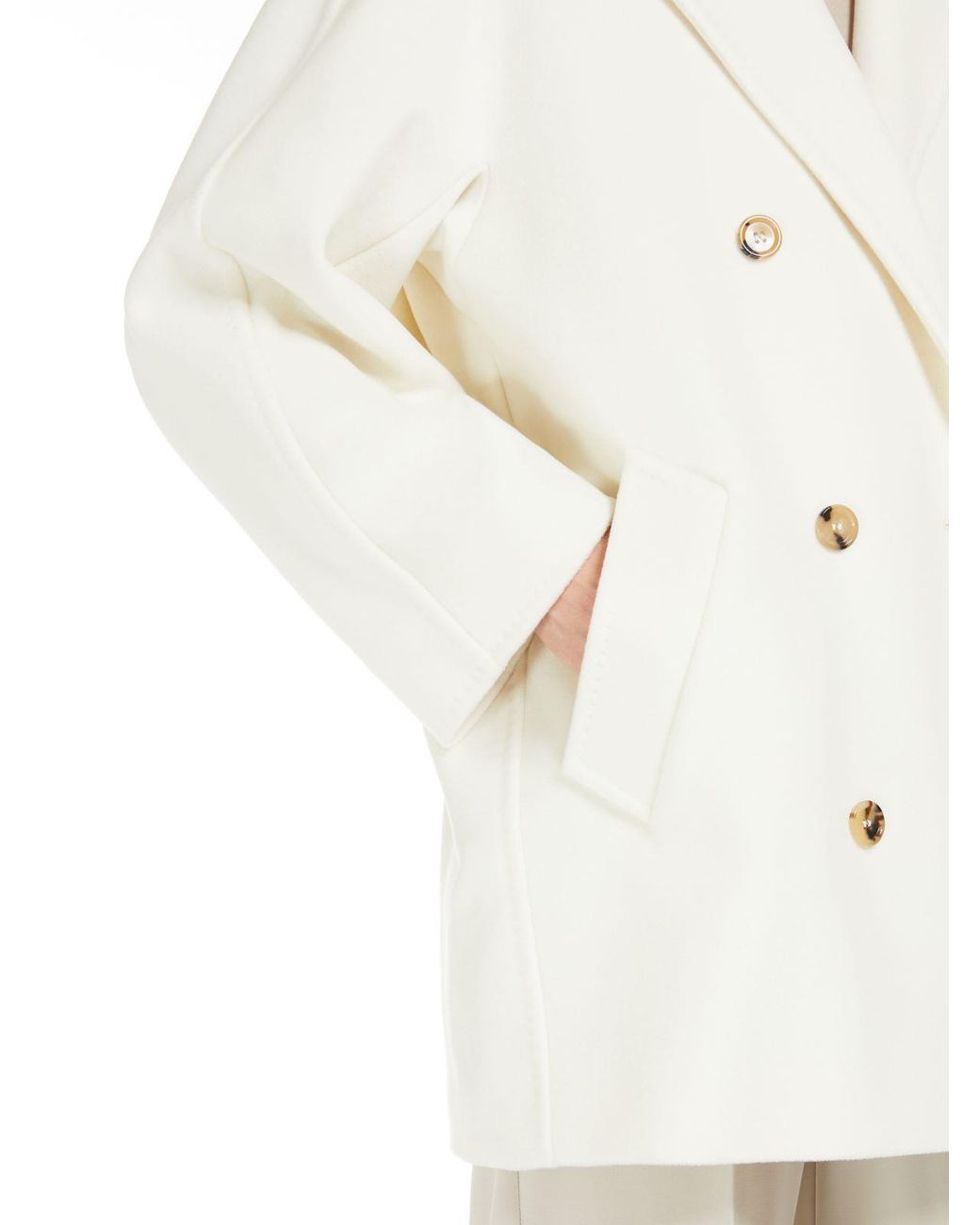 Max Mara White Double-Breasted Notched-Lapels Jacket