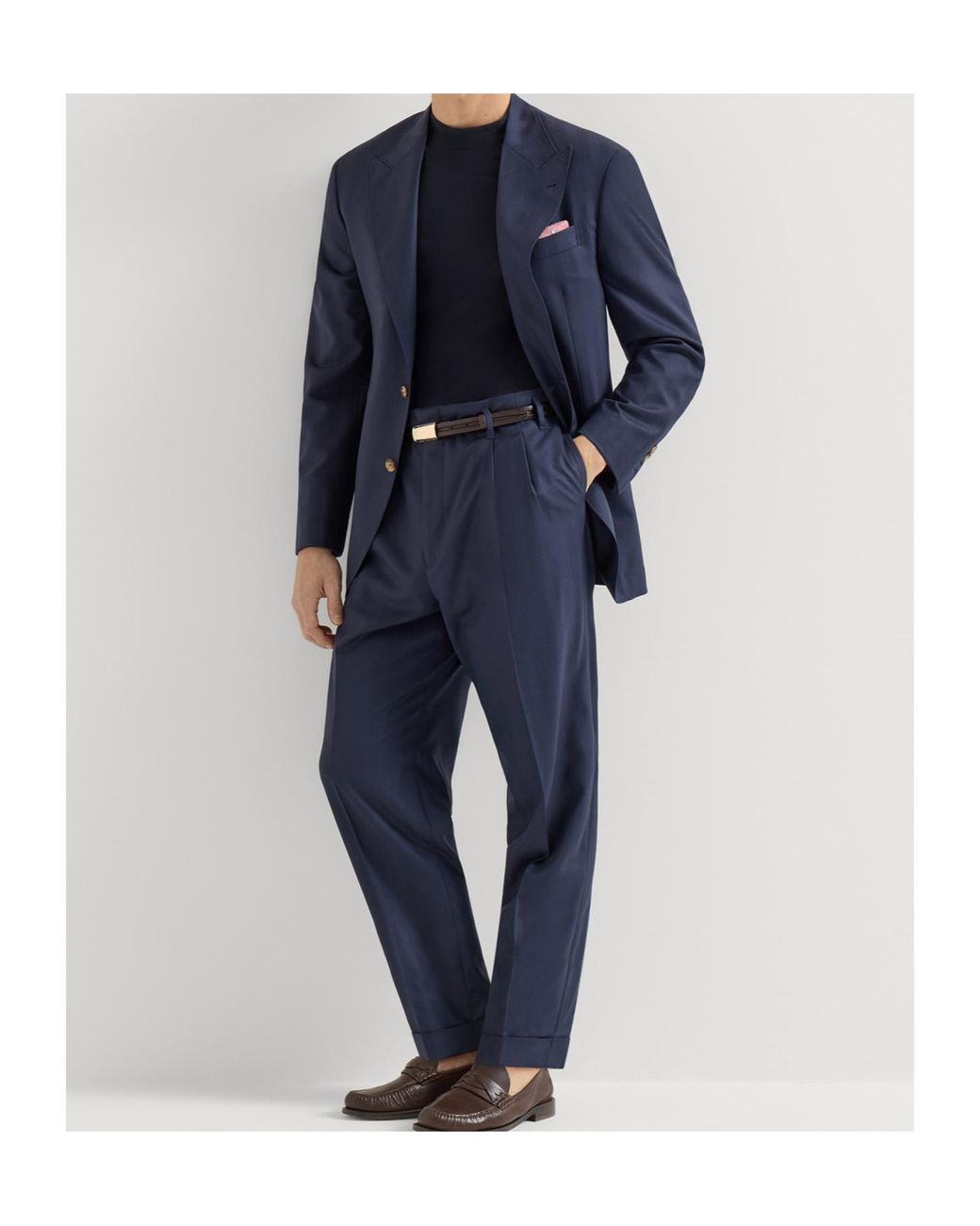 Brunello Cucinelli Blue Virgin Wool Chevron Tailor Blazer With Peak Lapels for men