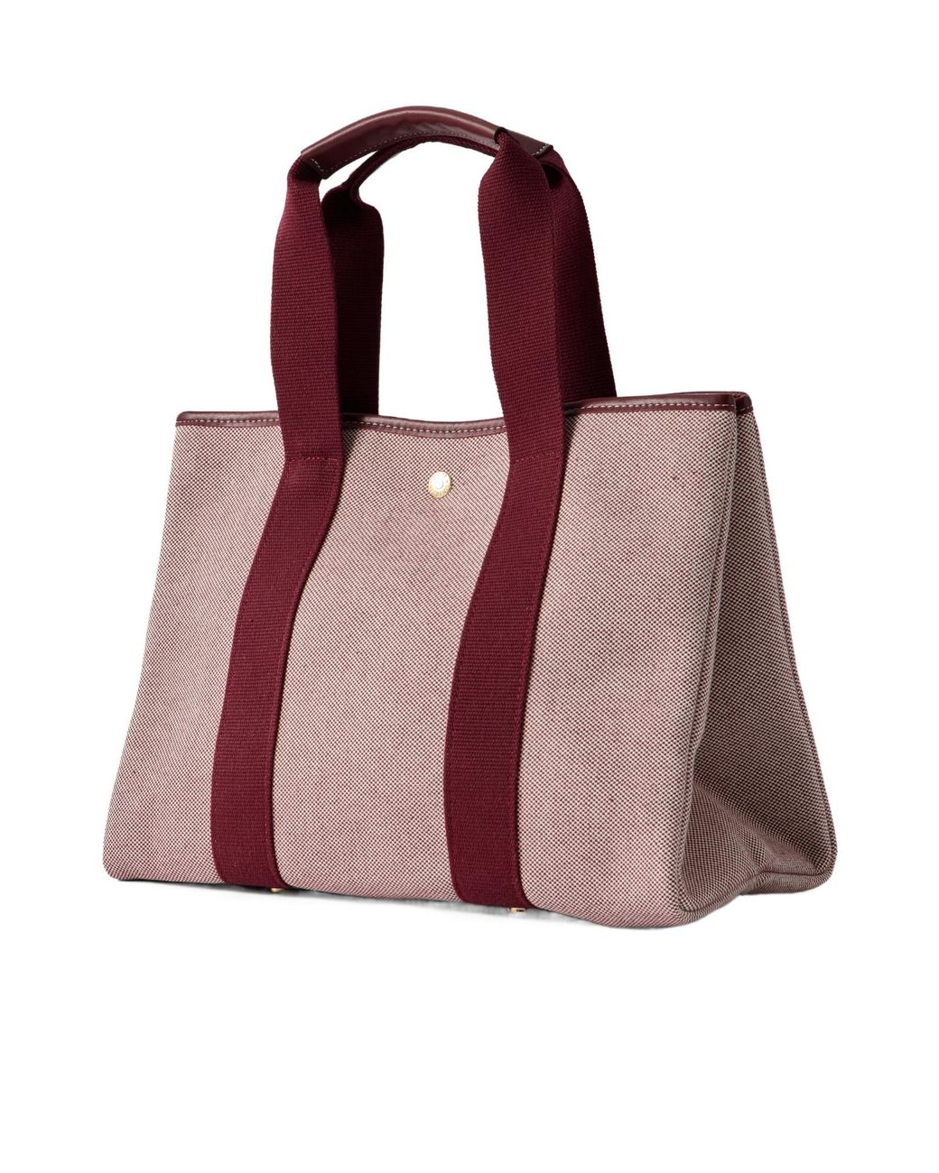 Rue de Verneuil Pink Leather-Trimmed Cotton Oxford Tote