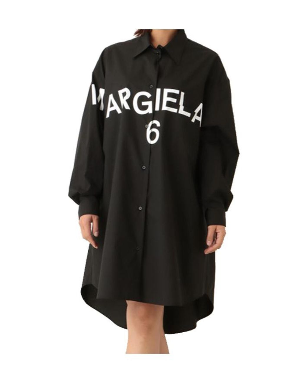 Maison Margiela Black 6 Logo Shirt Dress