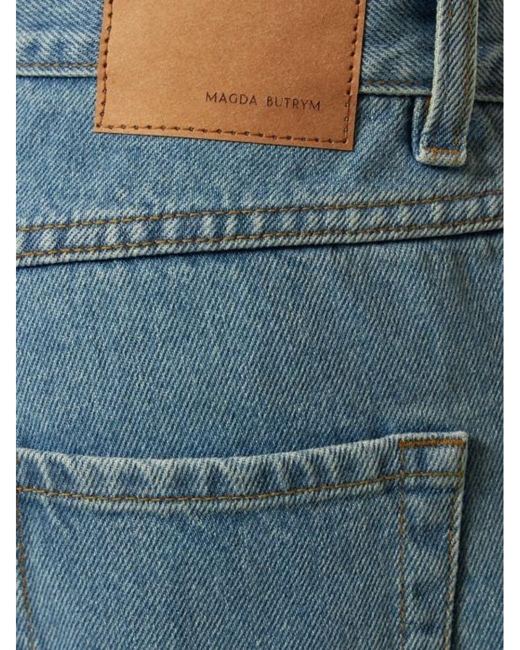 Magda Butrym Blue High Rise Flared Cotton Denim Jeans