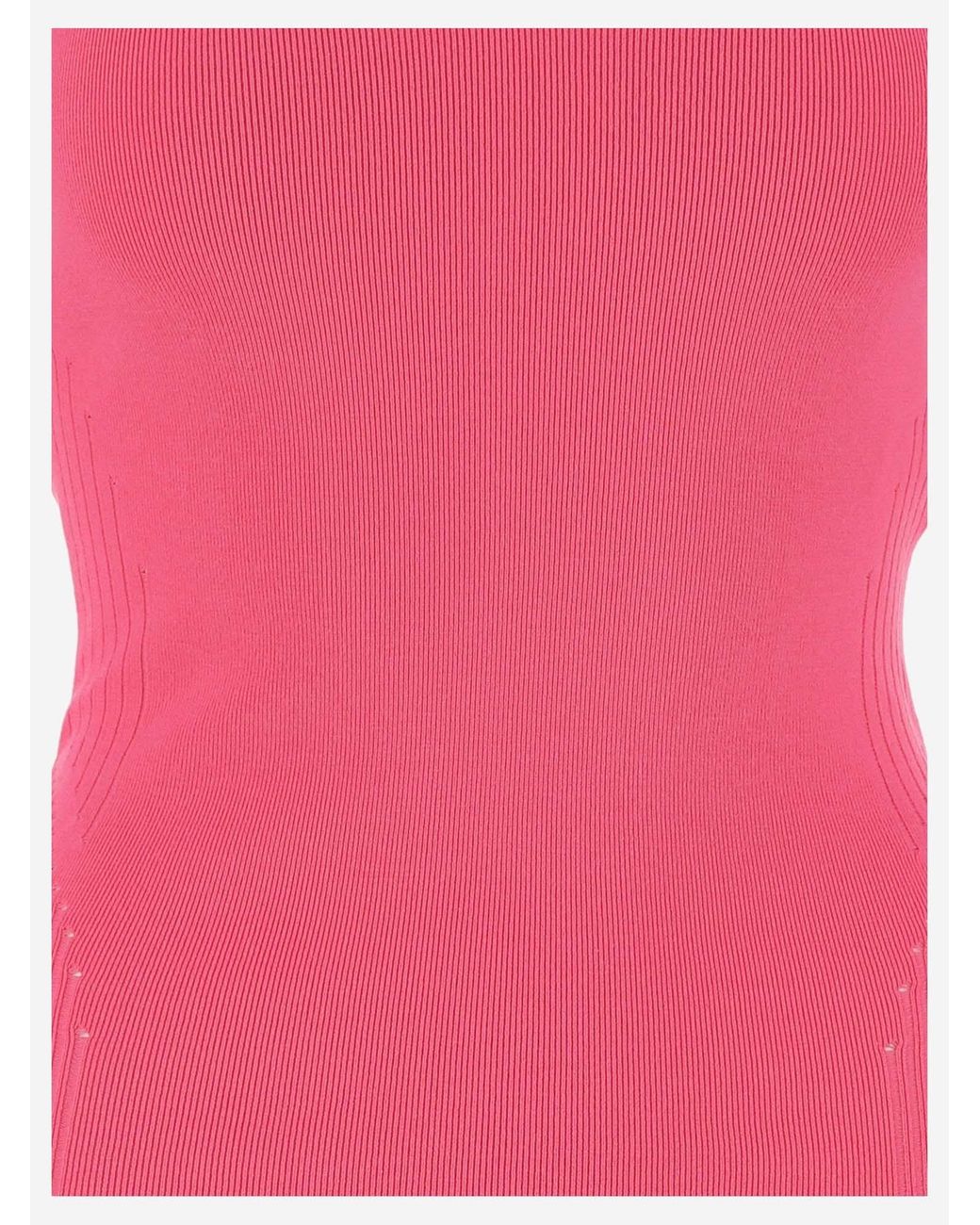 Balenciaga Pink Sweetheart Neckline Knit Top