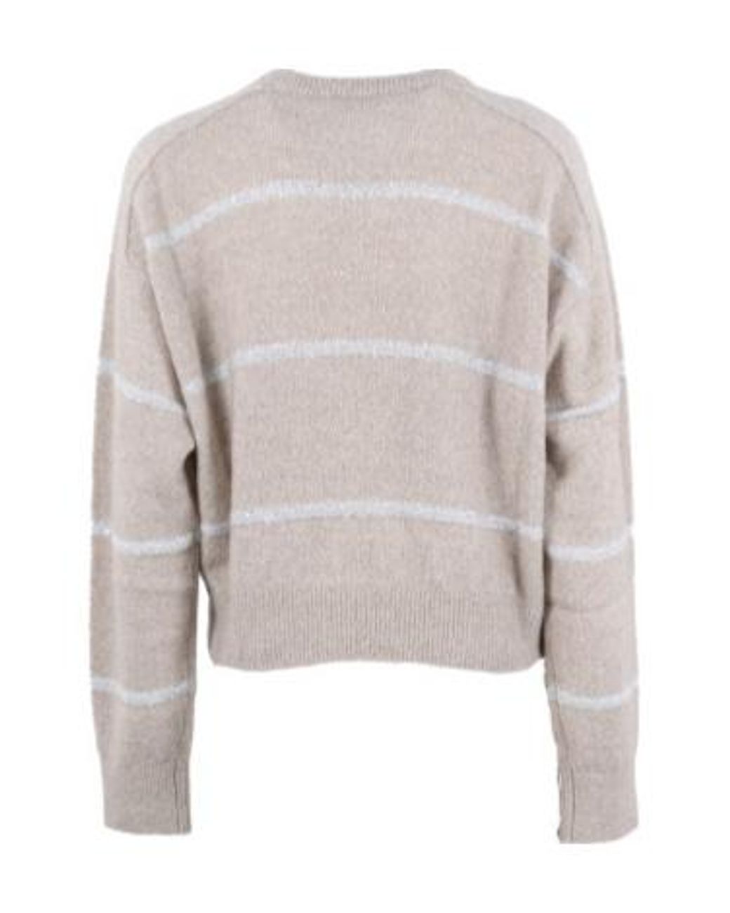 Brunello Cucinelli White Striped Sweater With Sequin Embellishment
