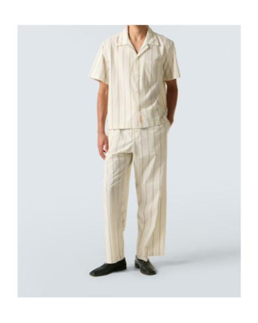 Bode Natural Celery Striped Cotton Pajama Pants for men