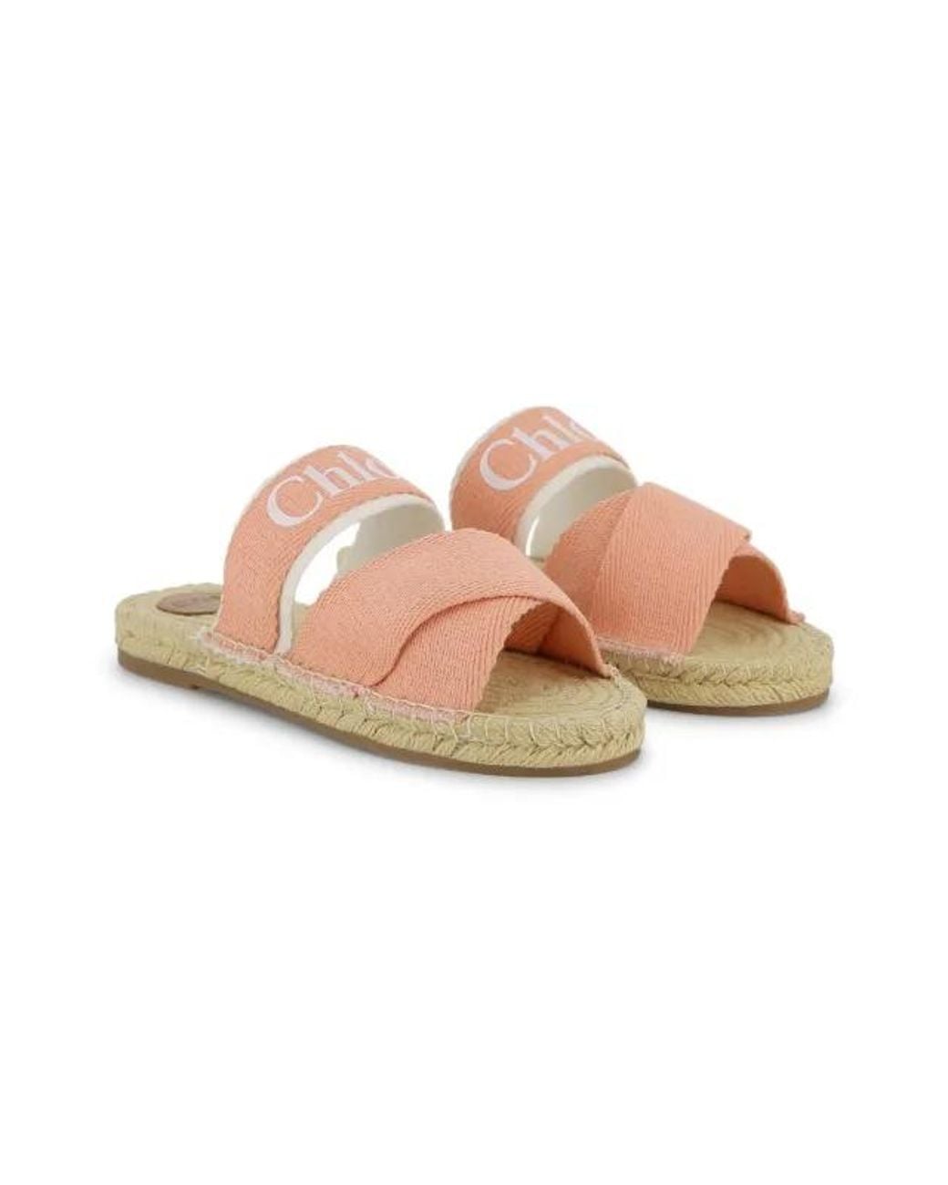 Chloé Pink Logo Cross-Strap Sandals