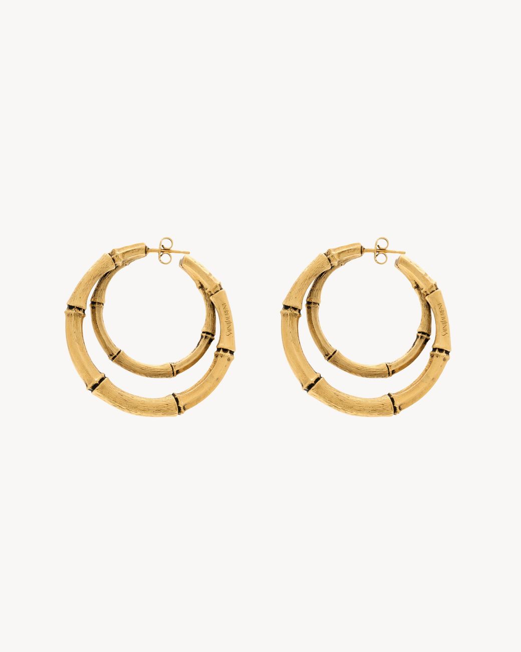 Saint Laurent Metallic Bamboo Double-Hoop Earrings
