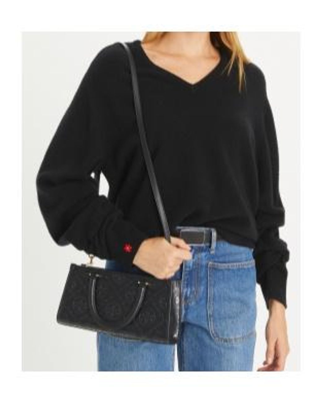 Tory Burch Black T Monogram Rectangular Tote