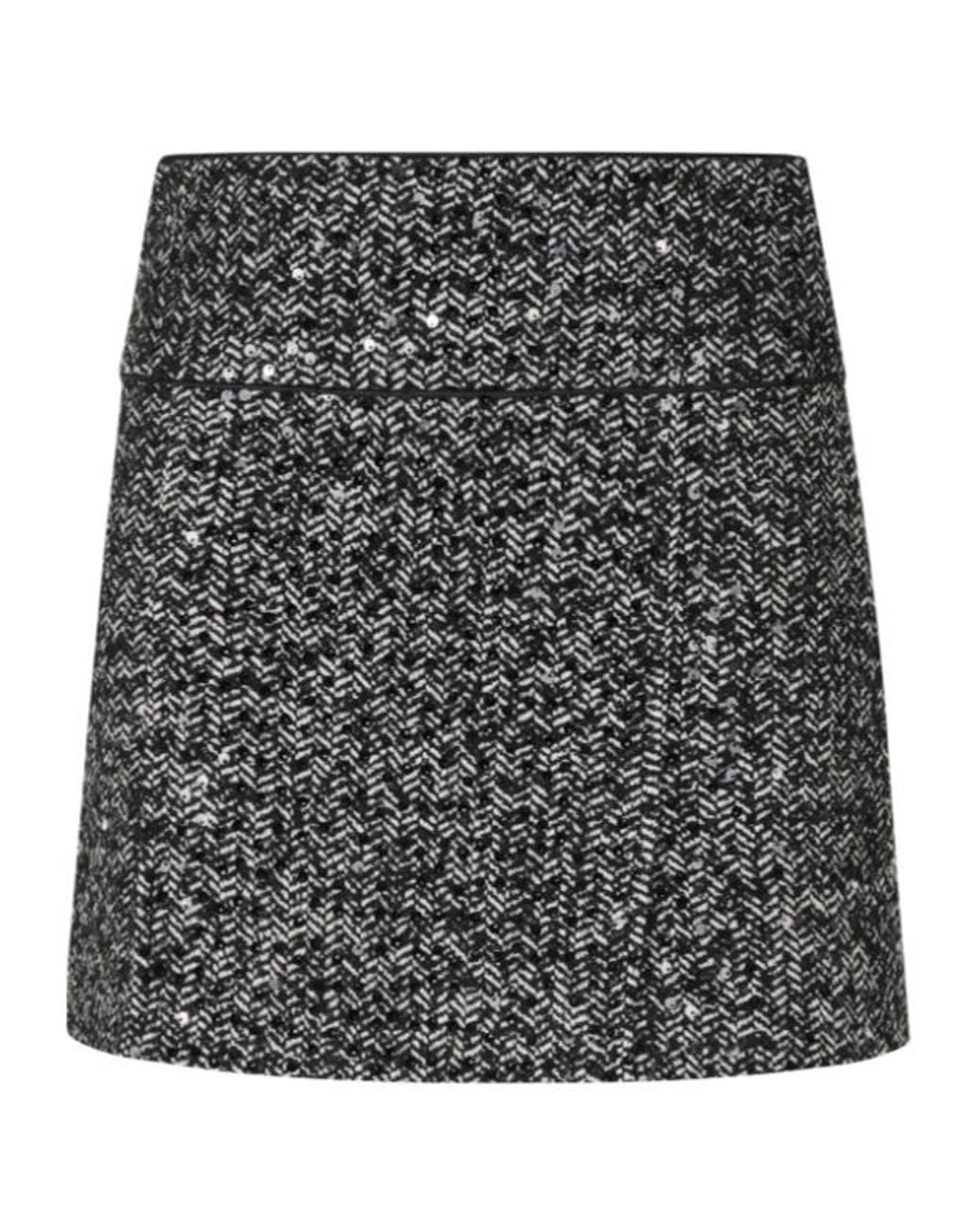 ERMANNO FIRENZE Black Chevron Sequin Mini Skirt