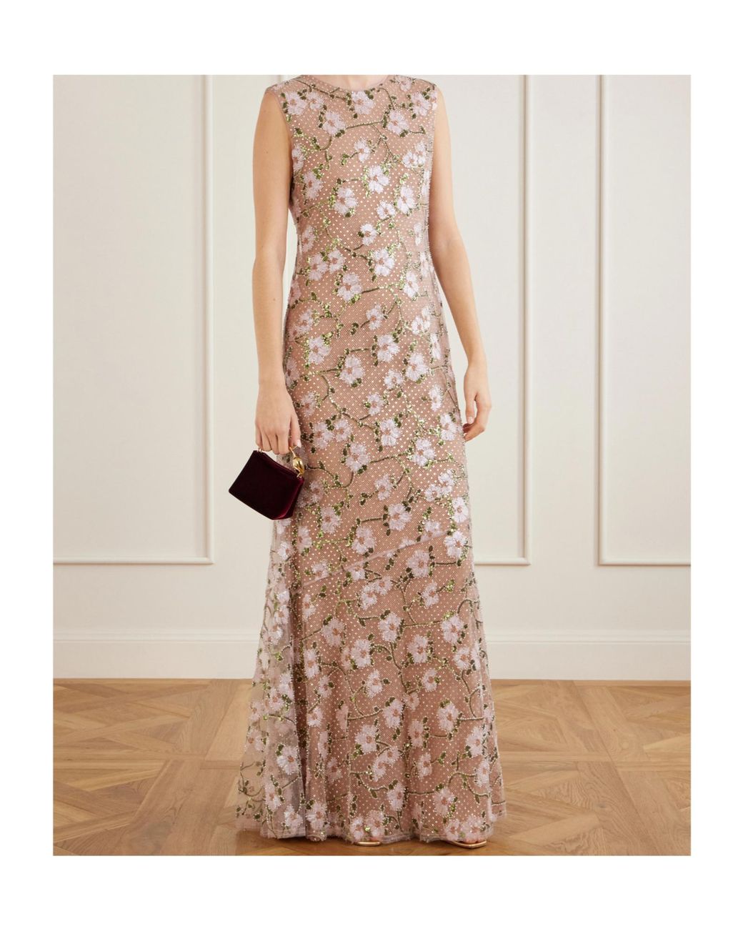 Self-Portrait Natural Floral Lace Gown