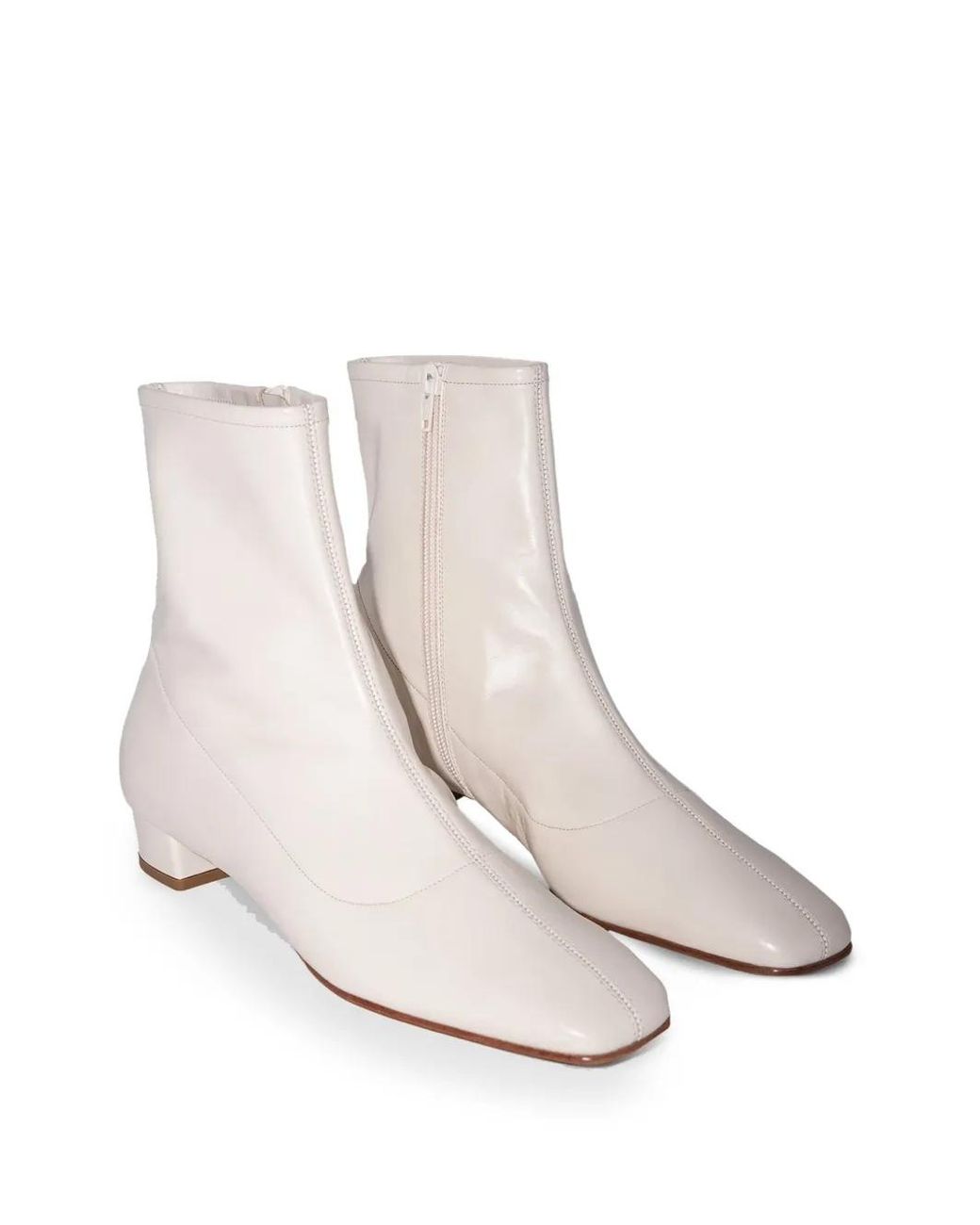 By Far Natural Este Leather Ankle Boots