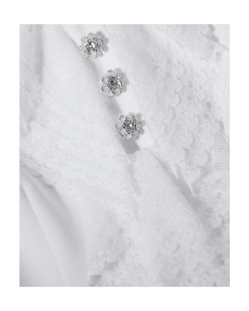 Self-Portrait White Crystal-Embellished Pleated Dress