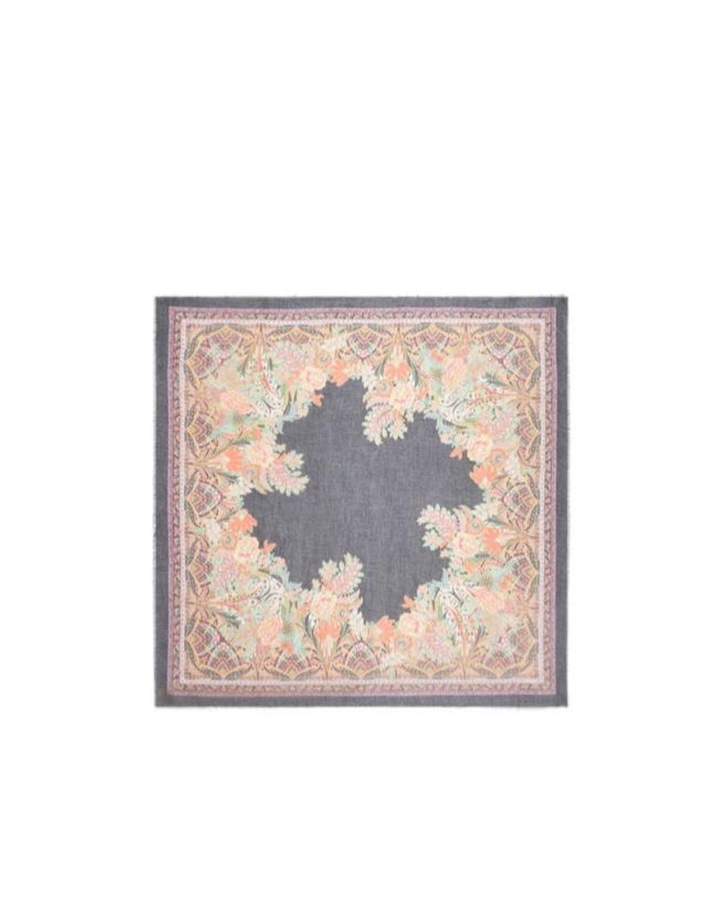 Etro Multicolor Floral Paisley Printed Fringe-Trim Scarf