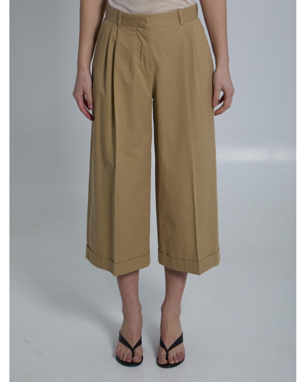 The Row Natural Pleated Culottes Trousers