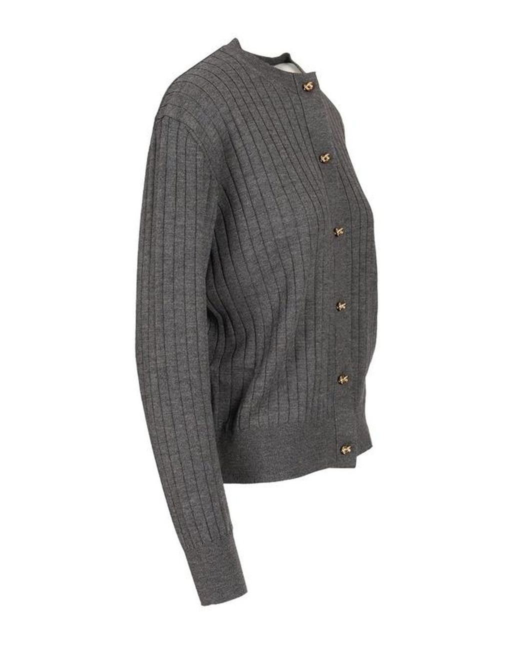 Bottega Veneta Gray Ribbed Cardigan