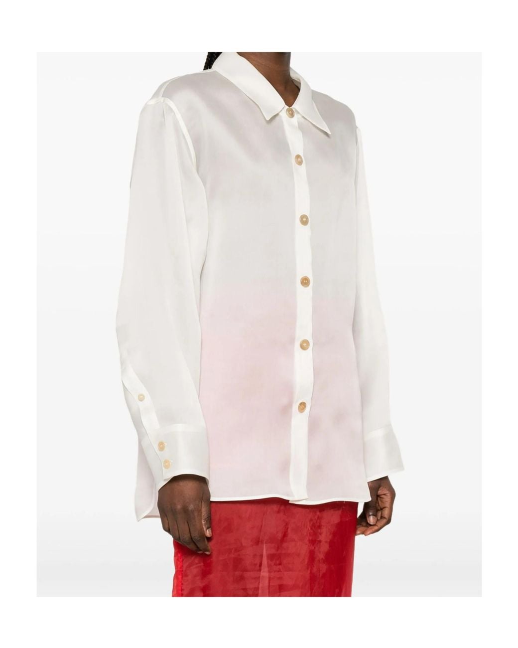 Khaite White Satin Buttoned Shirt