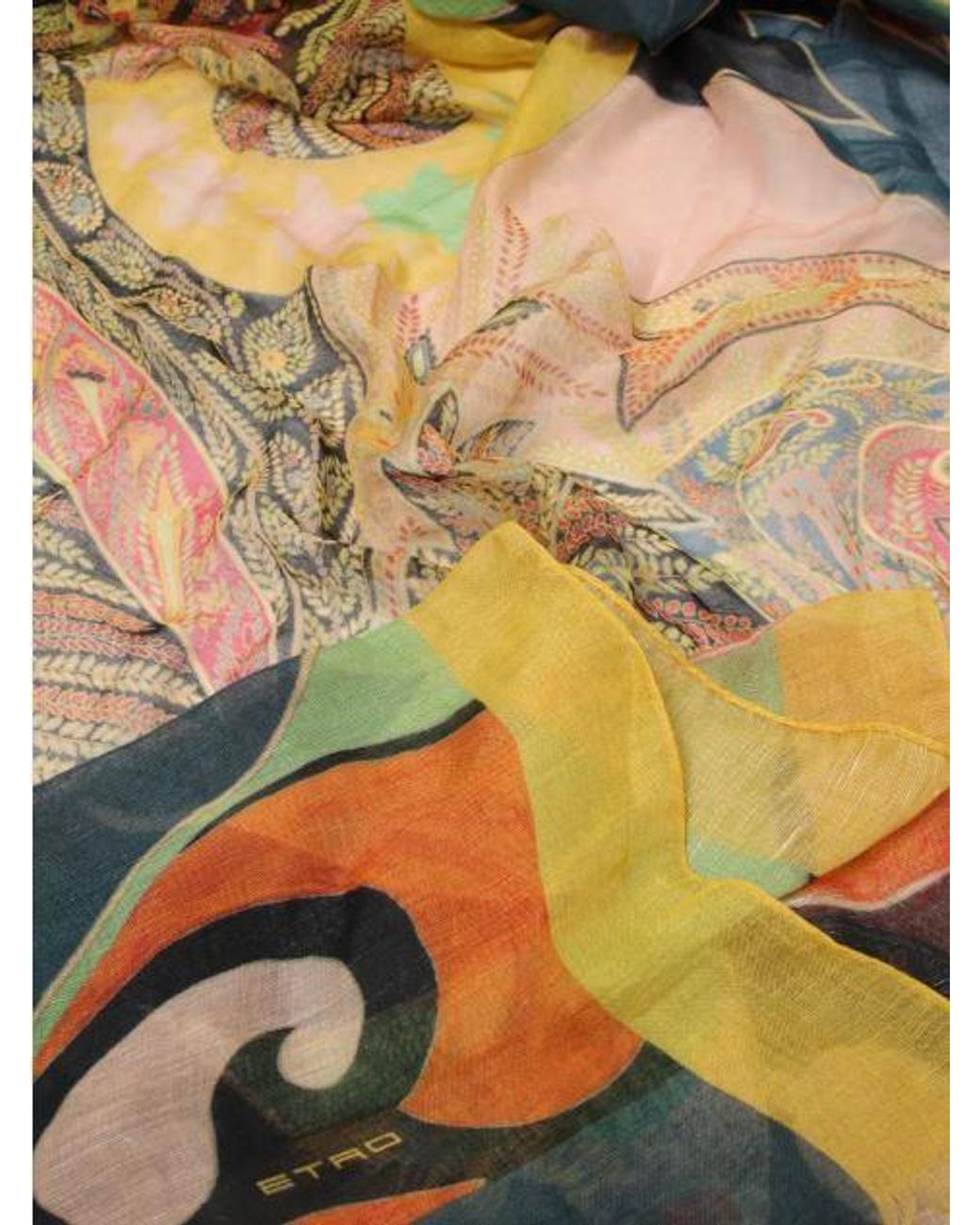 Etro Gray Printed Cotton Blend Scarf