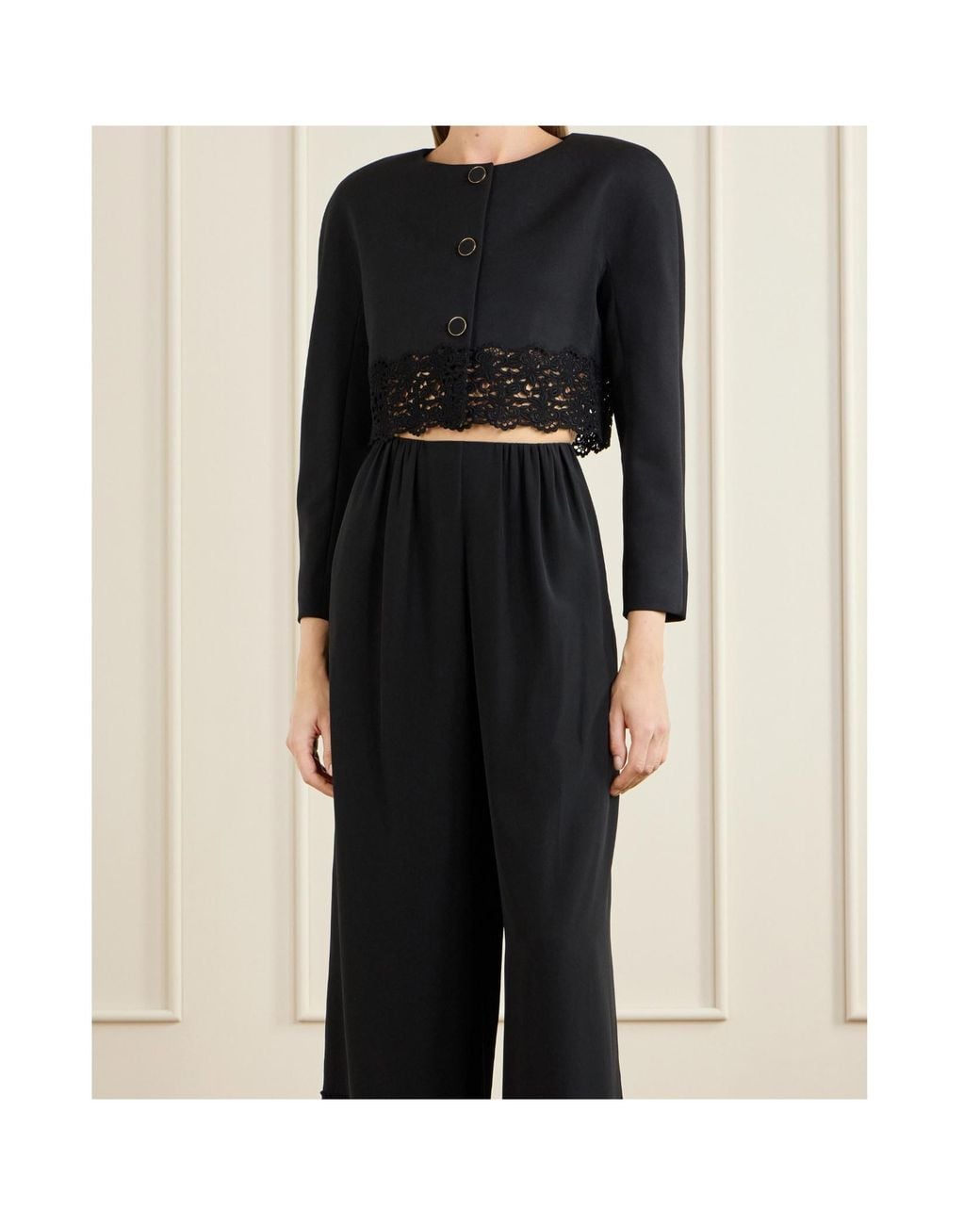 Chloé Blue Chloé Cropped Lace-Hem Cropped Cardigan
