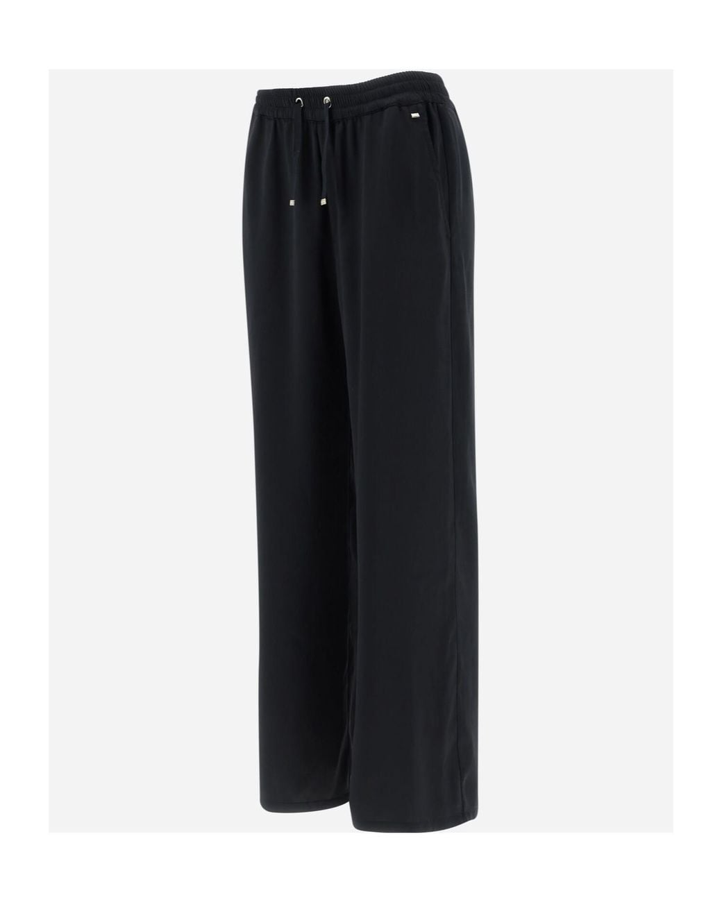 Herno Black Wide Leg Satin Trousers