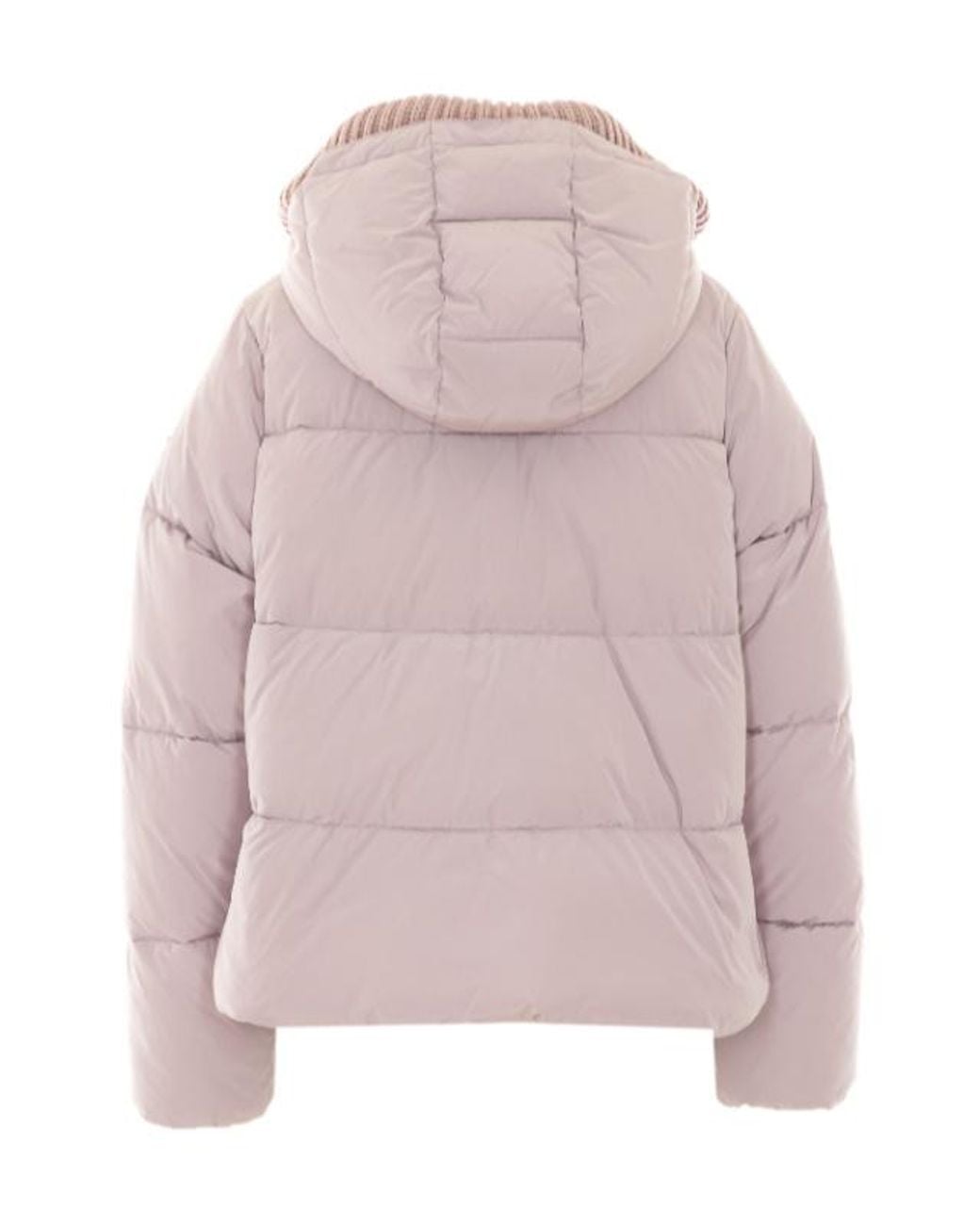 Pinko Pink Ribbed-Collar Zipped Puffer Coat