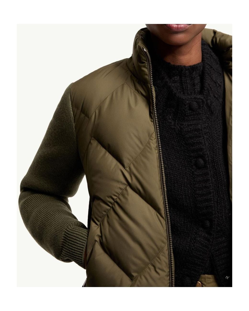 Moncler Green Padded Zip-Up Cardigan