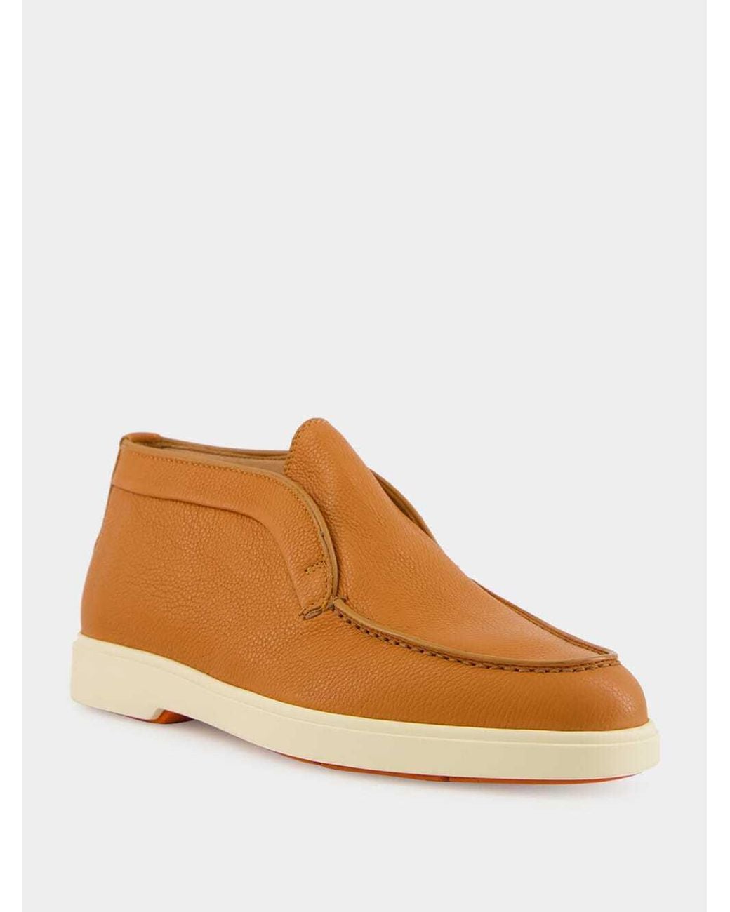 Santoni Brown Leather Slip-On Boots