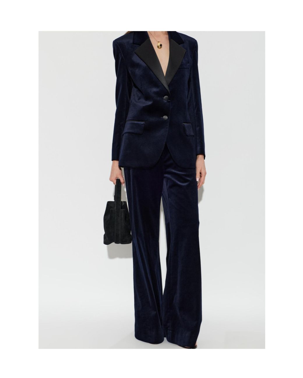 Victoria Beckham Blue High-Rise Velvet Pants