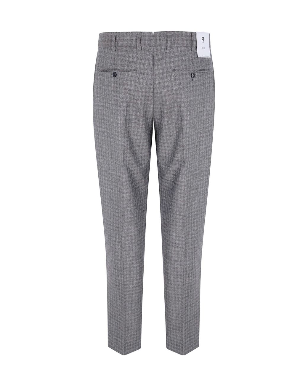 Pt Pantaloni Gray Check-Pattern Trousers for men