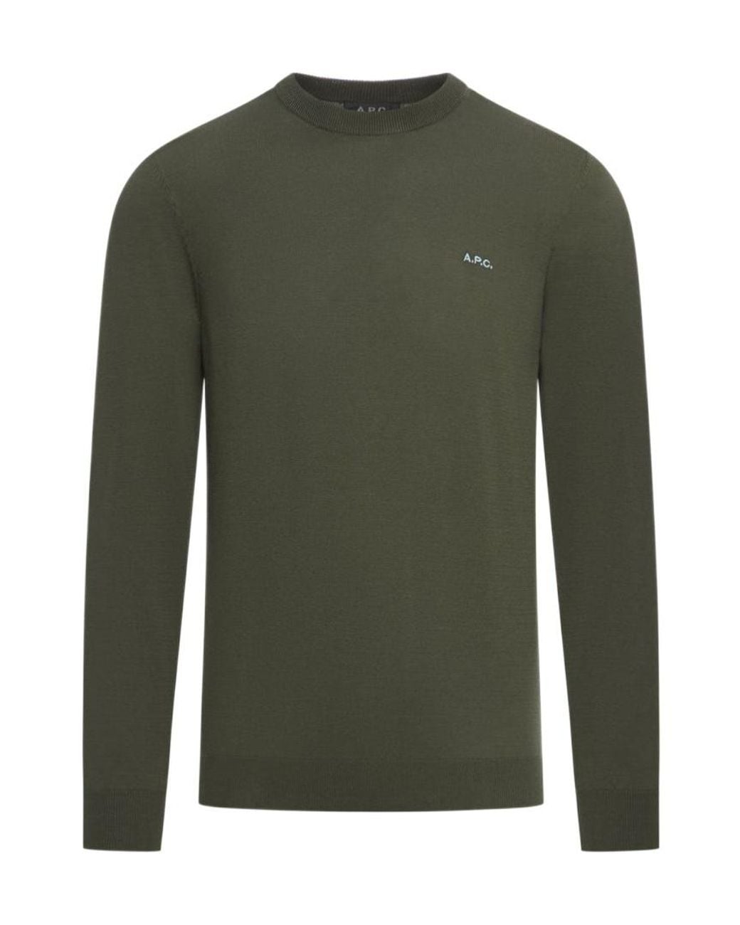 A.P.C. Green Logo Embroidered Crewneck Jumper for men