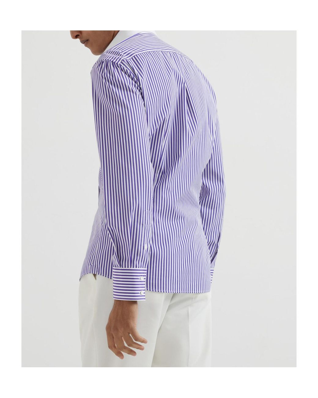 Brunello Cucinelli Purple Striped Shirt for men