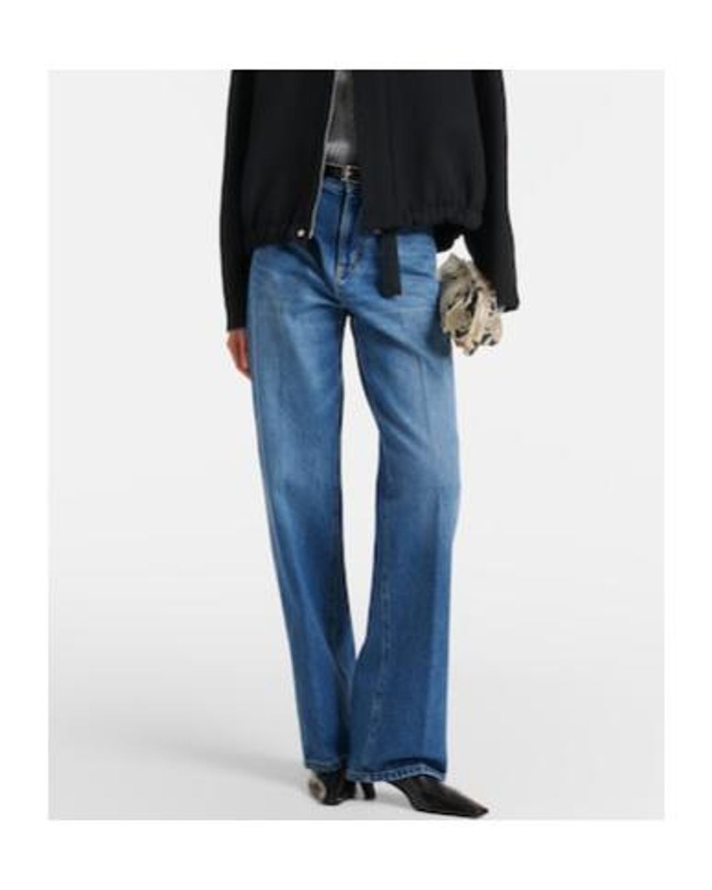 Victoria Beckham Blue High-Rise Wide-Leg Jeans