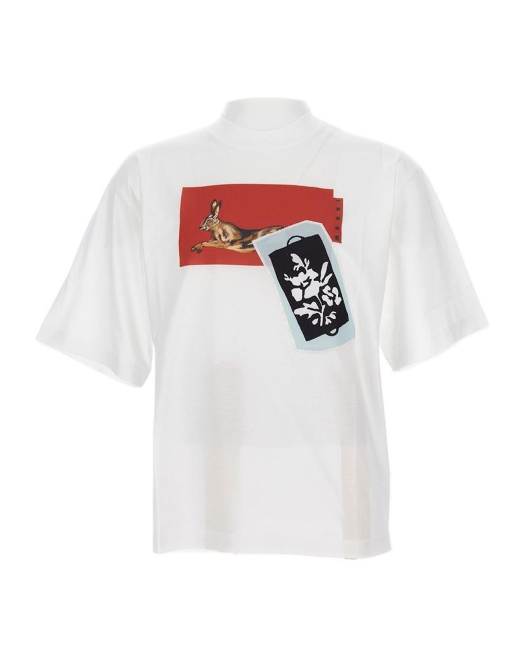 Marni White Graphic Printed T-Shirt for men