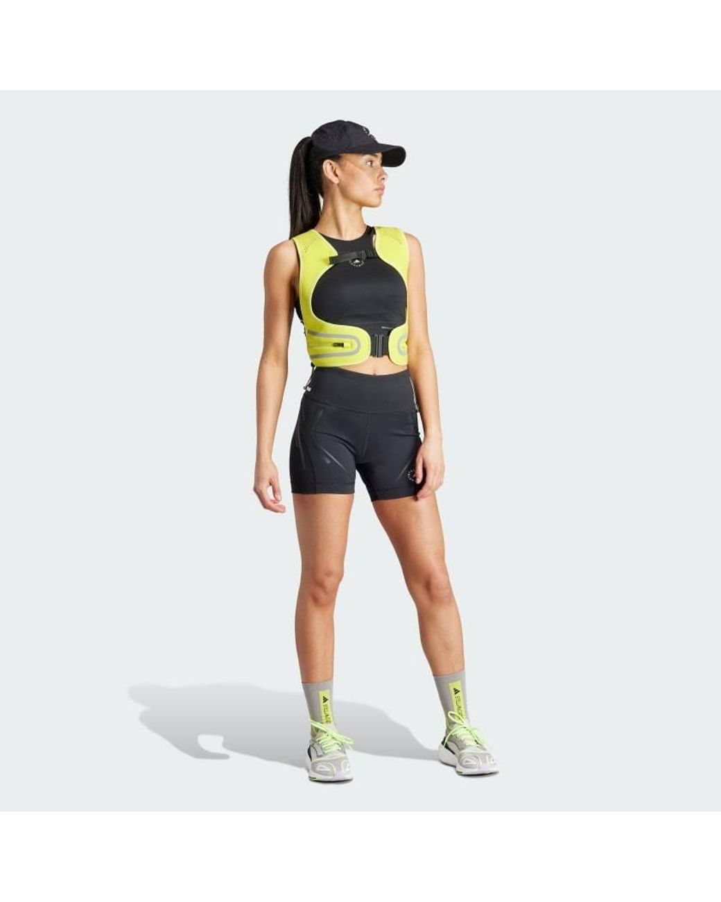 Adidas By Stella McCartney Black Logo-Print Cropped Top