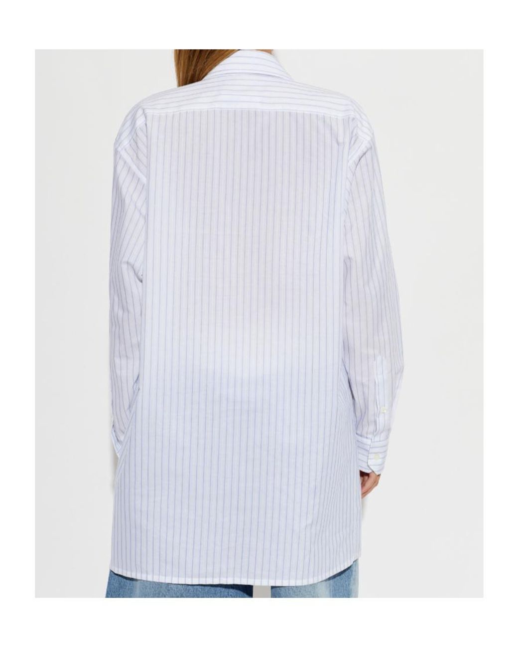MM6 by Maison Margiela White Oversized Striped Shirt