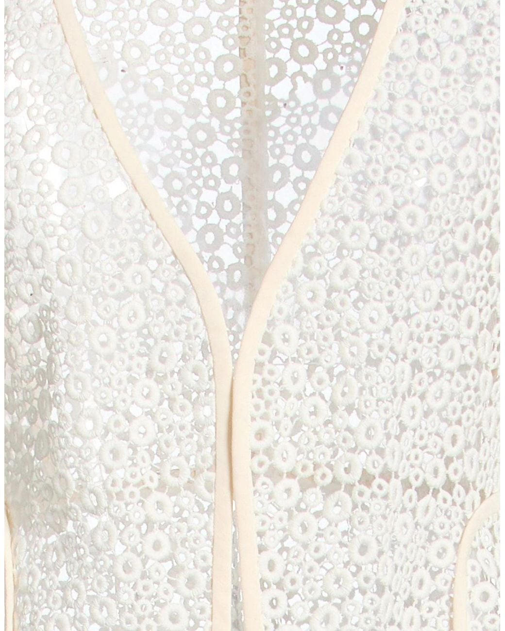 Chloé White Minimalist Lace Long-Sleeve Cropped Jacket