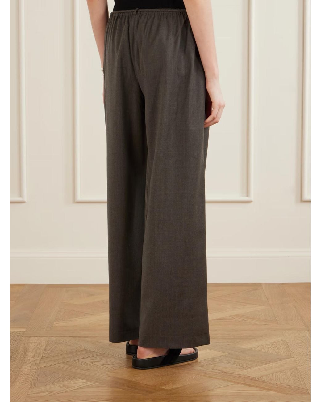 St. Agni Gray Everyday Wool Blend Wide-Leg Pants