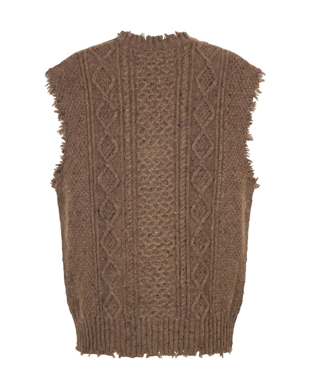 R13 Brown V-Neck Frayed Edge Top