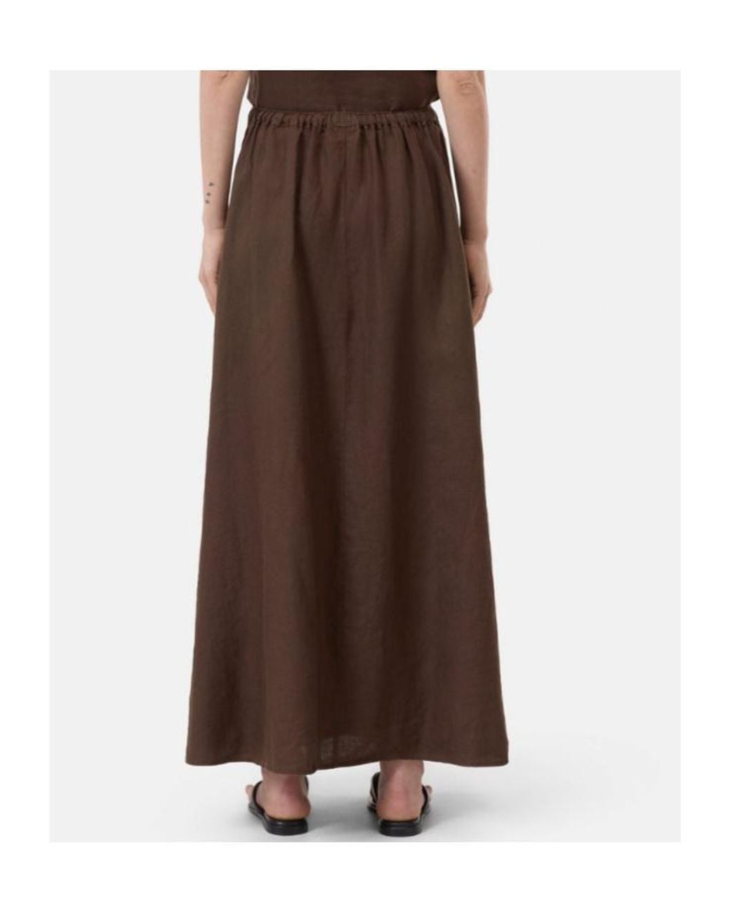 Closed Brown Drawstring Maxi Skirt
