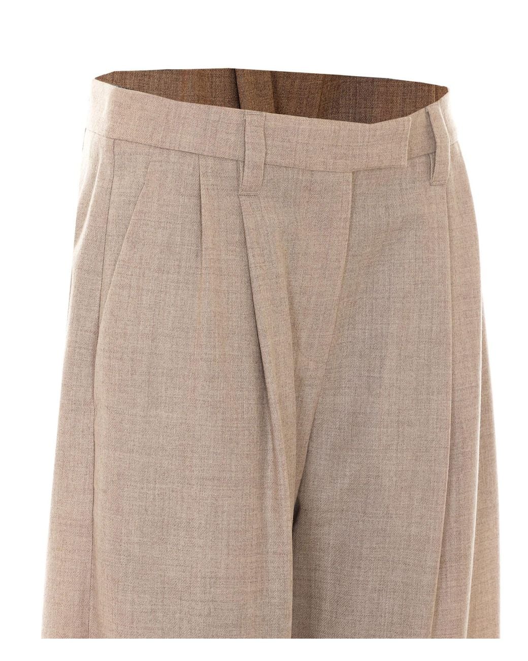 Brunello Cucinelli Natural Casual Trousers With Belt Loops