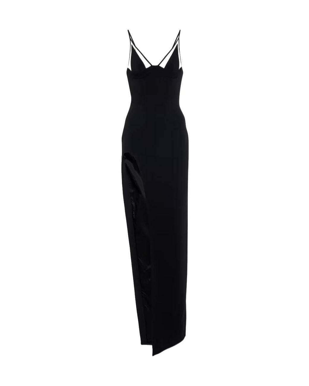 David Koma Black Mesh-Paneled Gown