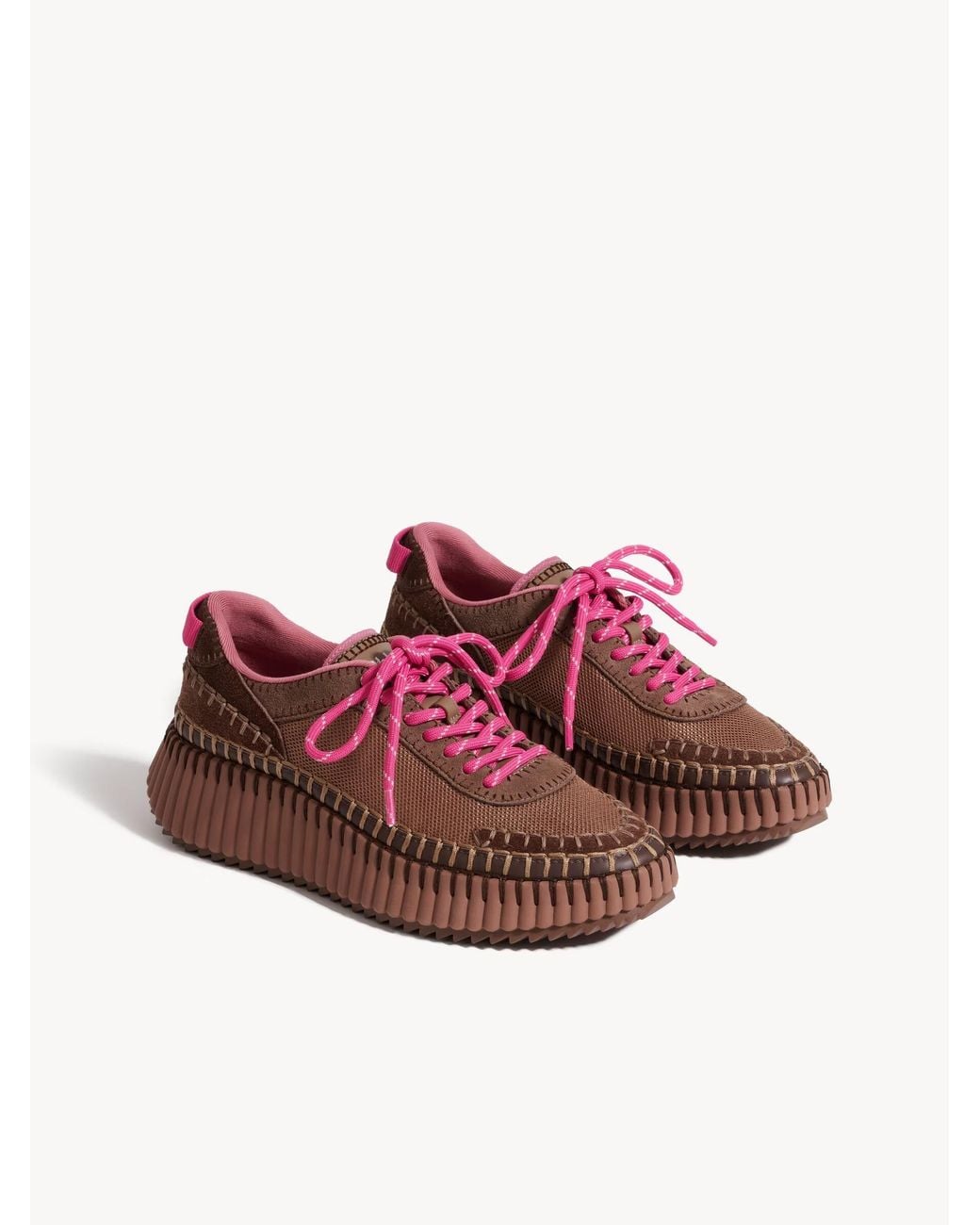 Chloé Brown Chloé Nama Platform Low-Top Sneakers