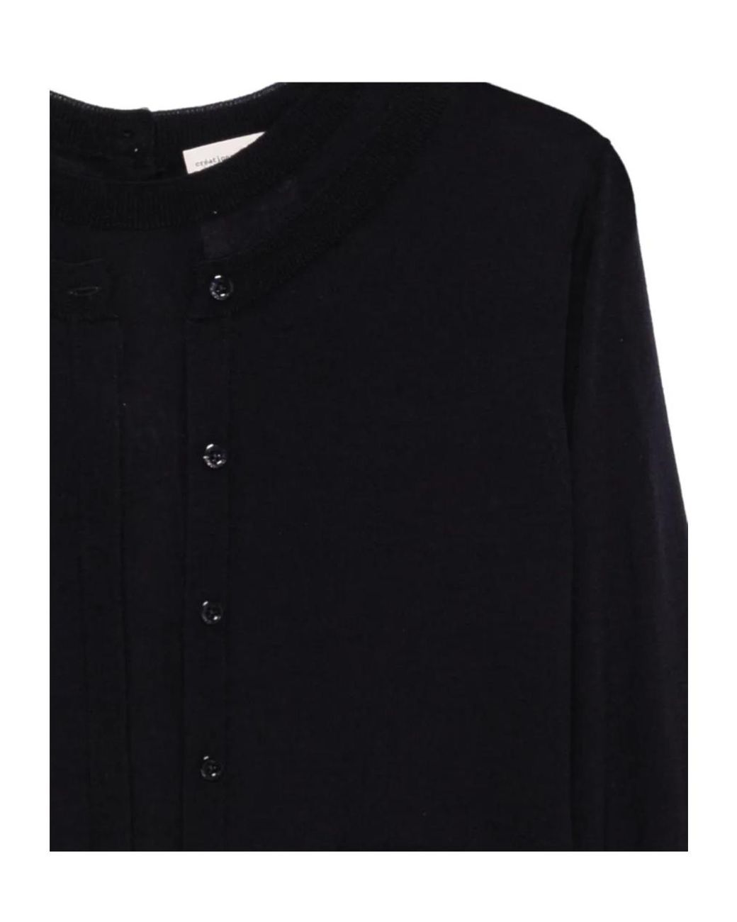 Semicouture Black Single-Breasted Long-Sleeve Knit Top