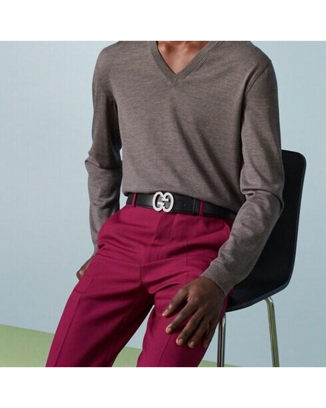 Gucci White Gg Buckle Belt for men